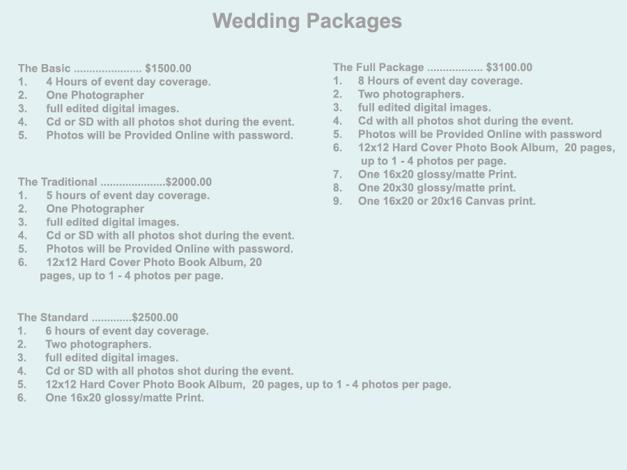 All Packages and prices can be customize and negotiated to clients need this is just an overview so you can Get an Idea.