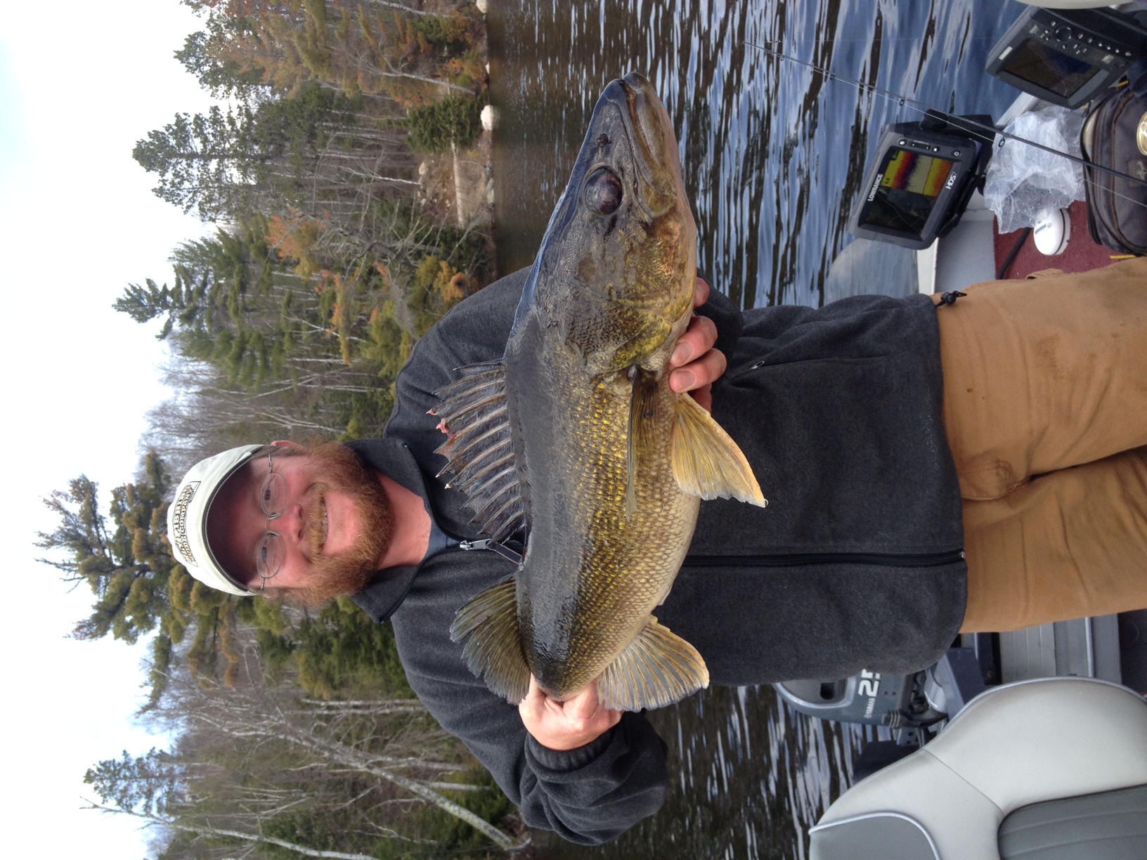 Guide Mike Stark With a Big Basswood Lake Walleye