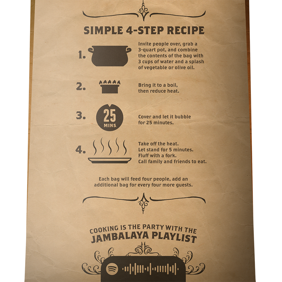 Spotify codes specific to each recipe on the back of each bag