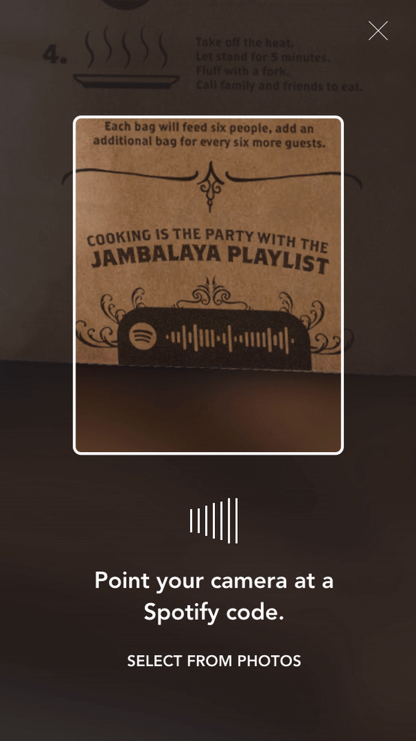 Scanning the code brings you to a unique recipe and playlist for the dish
