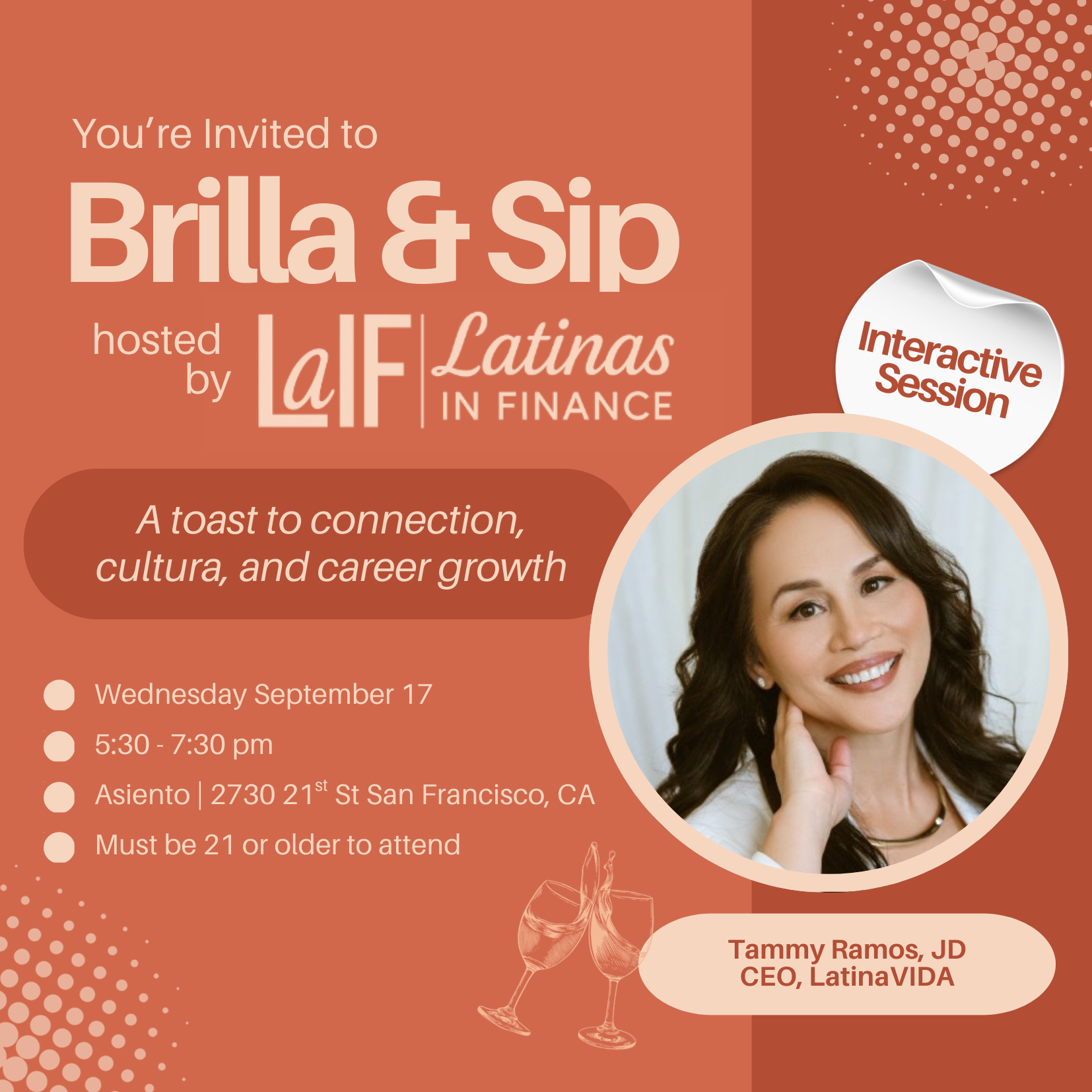 Brilla &amp; Sip, a Wine Mixer hosted by Latinas in Finance