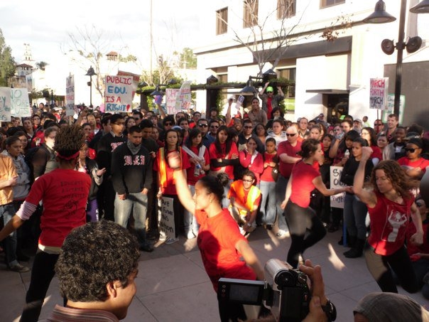 May 4th Action for Public Education, organizing effort and collaborative performance by graduate and undergraduate students at UC Riverside, Downtown Pedestrian Mall, Riverside, CA, 2010