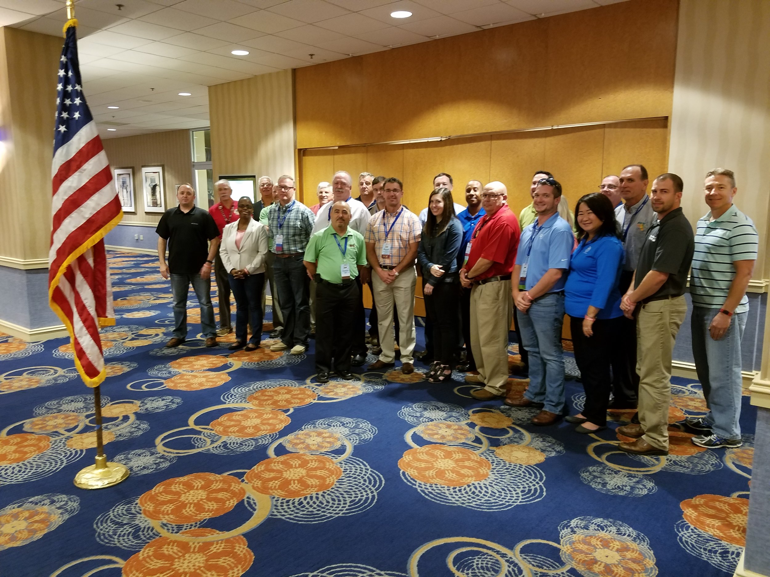(Names are not in order of photo): Earl Anderson (GE Hitachi), Brent Bandy (Bechtel), John BArker (Parsons Corp), Brooke Cary (Coca-Cola), Ronald Crouse (US Air Force), John Donovan (FL P&L), Matthew Dyer (PPG Industries), Adam Gray (US Marine Corps), Ted Hughes (International Paper), Craig Kovacs (US Marine Corps), Ronald Lanoie (US Marine Corps), Shannon LaRene (Ascend Performance Materials), Michael McDonnell (IMSS), PoShan Rabade (FL P&L), James Roesner (FL P&L), Veronica Roth (FL P&L), Mark Stevens (Abaco Systems), Delroy Tingley (US Marine Corps), Lawrence Trail (Covanta), Nicole Turnbull (Wheelabrator