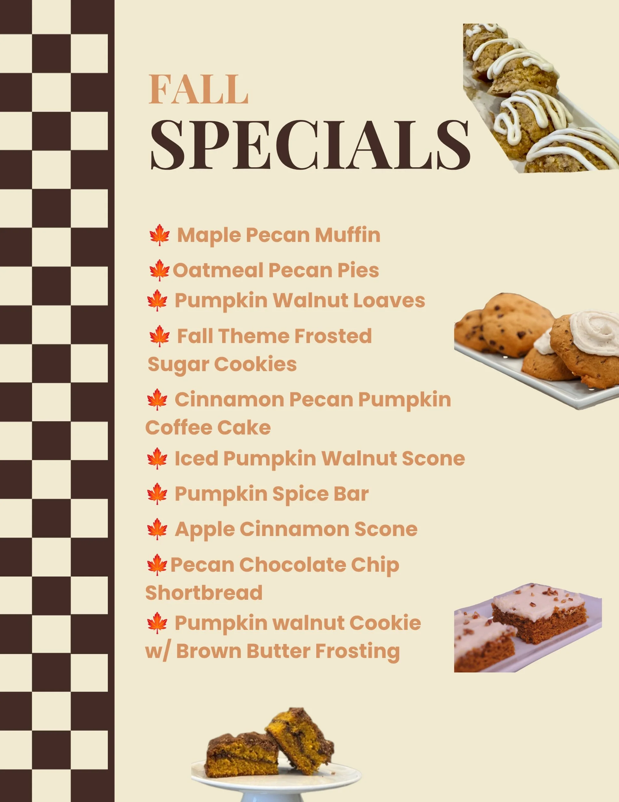 A little taste of fall is coming your way!! Check our calendar for dates and availability of all our seasonal specials🍂🍪🎃