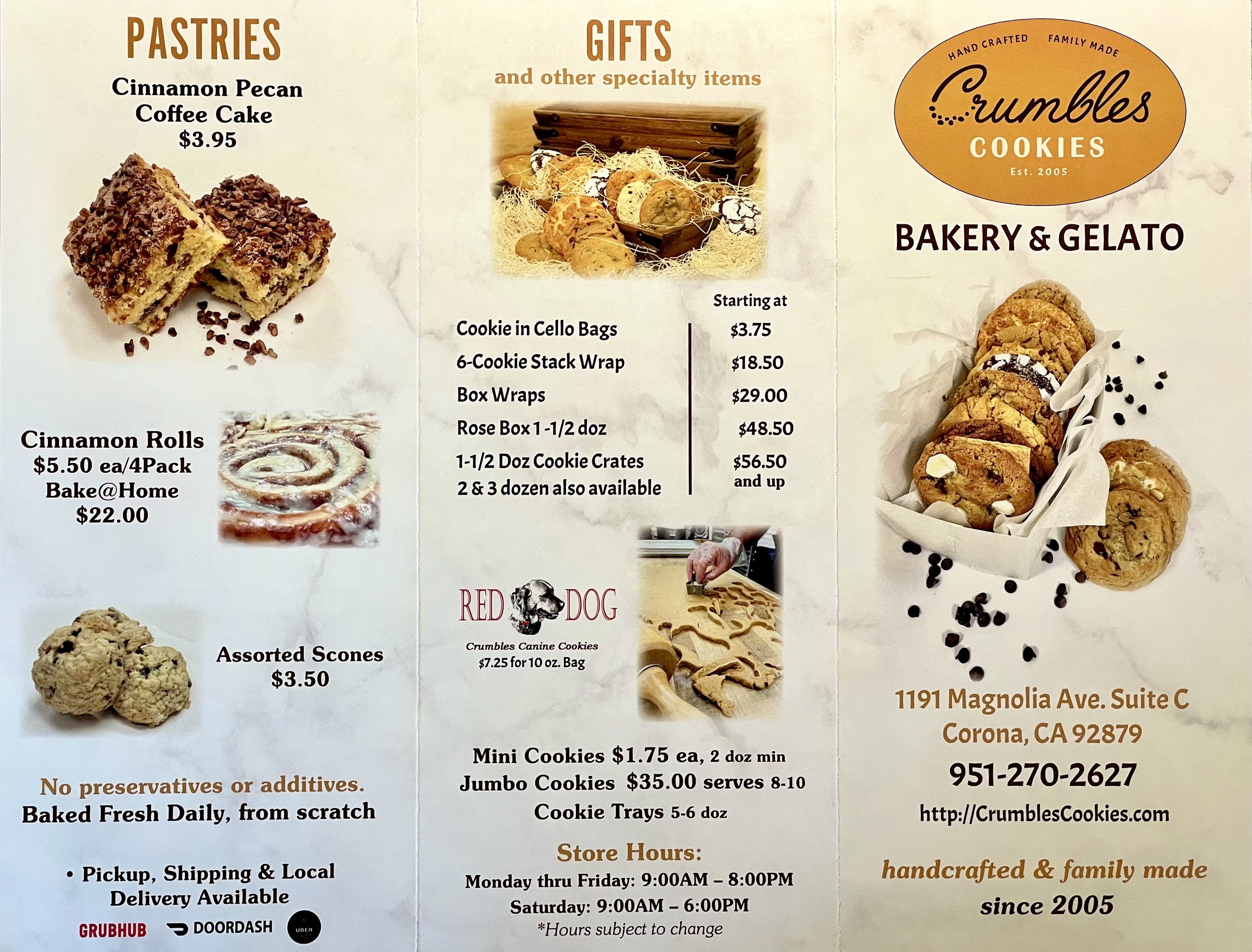 Menu — Crumbles Cookies