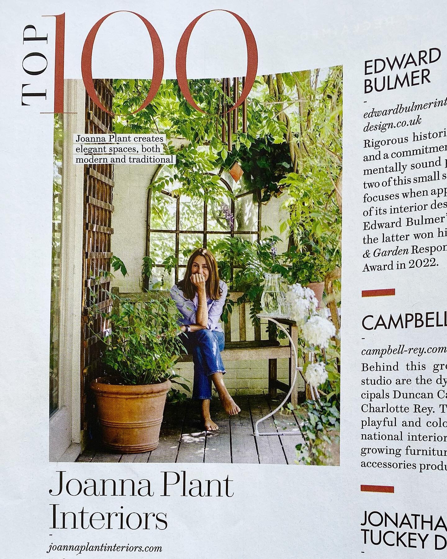 Thank you @houseandgardenuk for once again including us in your Top 100 it is an honour and particularly amongst so many of our contemporaries whom we hold in such very great esteem.  Thank you also to our clients, suppliers and contractors who make 