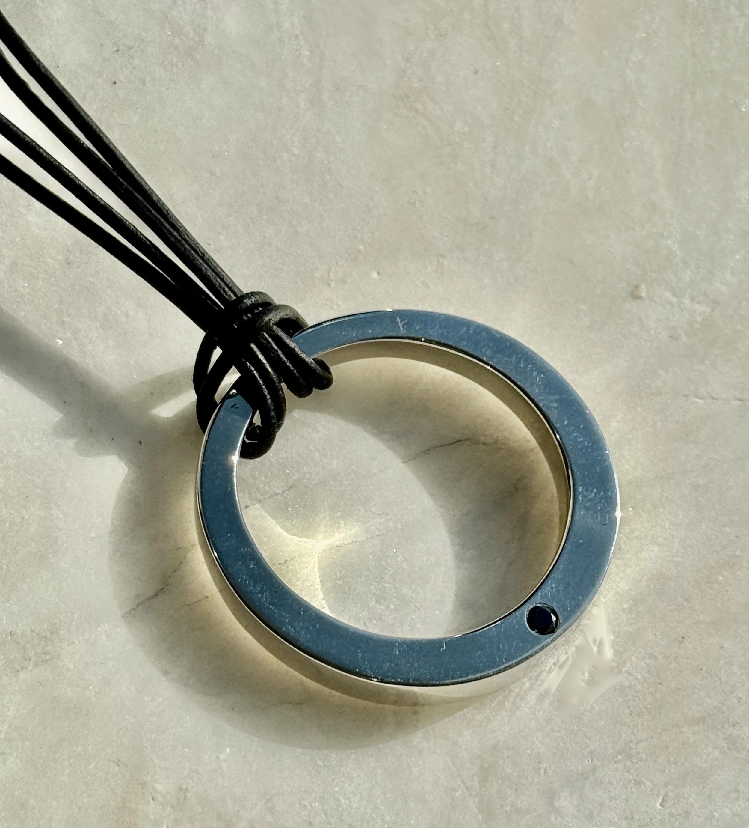 GRANDE CIRCLE PENDANT. cord. + optional diamond + optional custom engraving