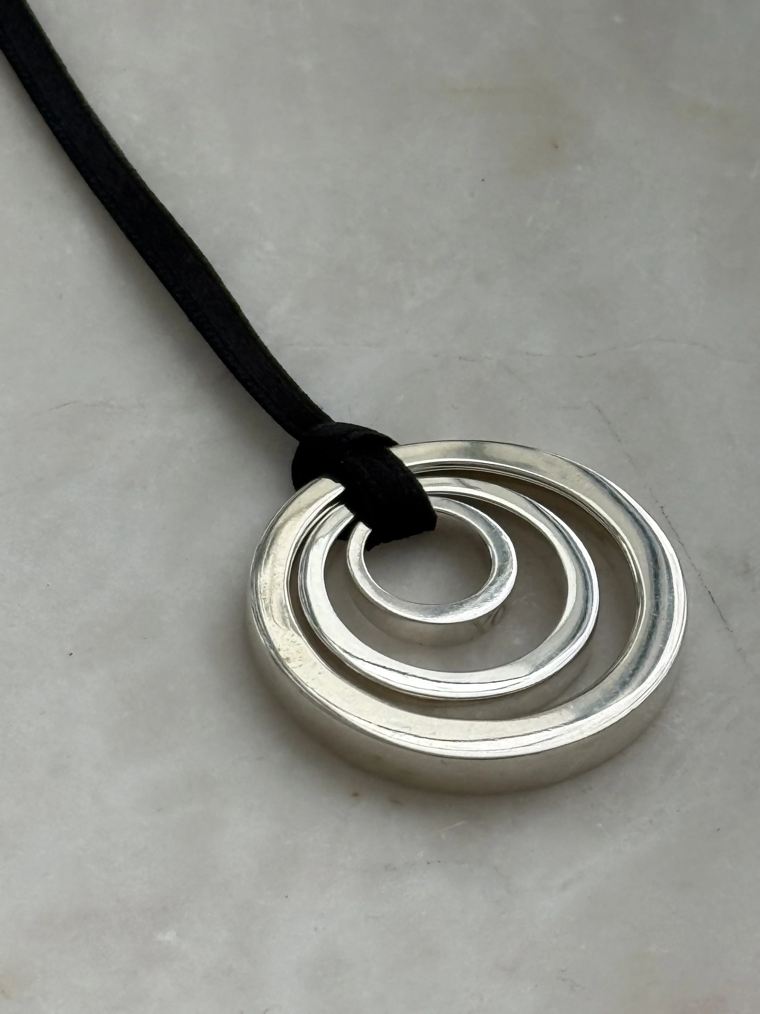 3X CIRCLE PENDANT. LEATHER OR SILK CORD + OPTIONAL DIAMOND + CUSTOM ENGRAVING