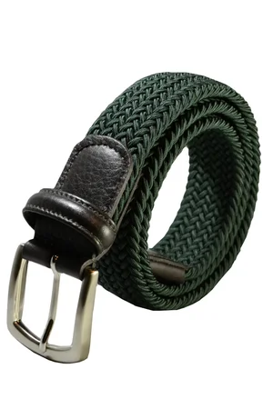 Woven Elasticated Belt in Dark Green (38 & 46 Only) — C.D.  display picture 1