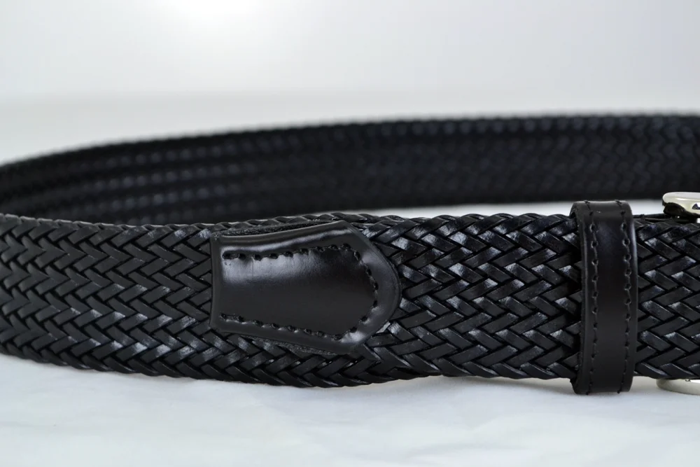 Black Woven Leather Belt — C.D. Rigden & Son Country Classics display picture 2