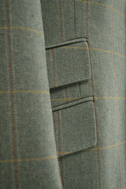 Veste Vintage Homme MAENSON Tweed Vert Windowpane, Taille 40