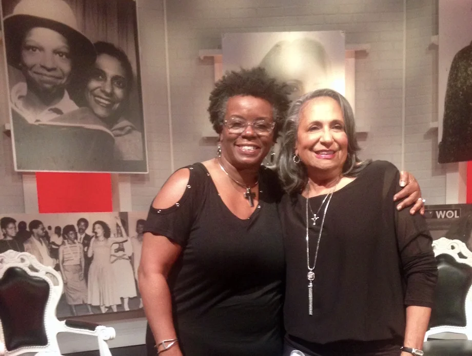 BEHIND THE SCENES: Urban media maven Cathy Hughes and Indigo's Executive Producer, Shellée Haynesworth on the interview set at WHUT Studio in Washington, DC, circa Oct. 12, 2016.