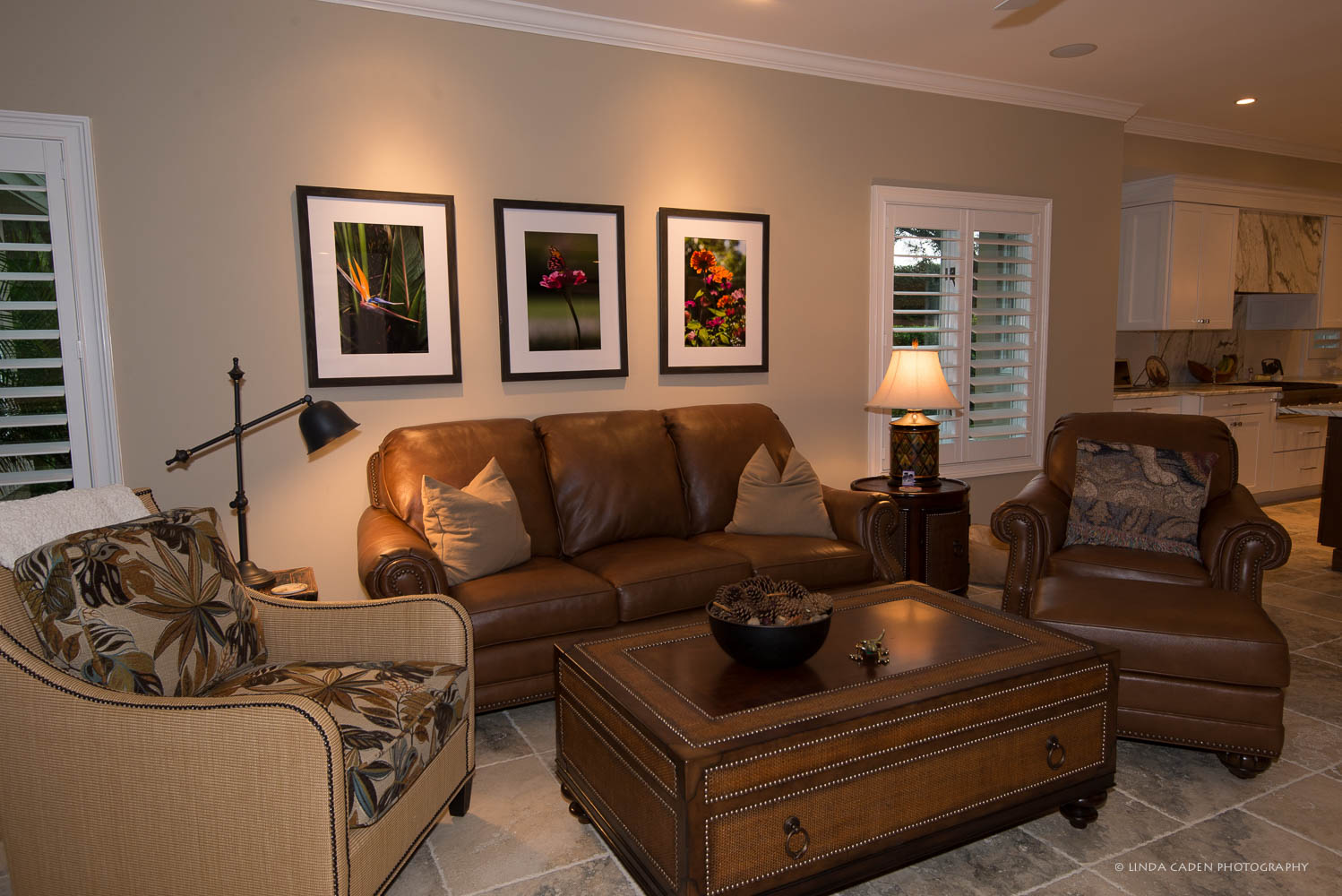 We chose a grouping of 3 florals to add a punch of color here.