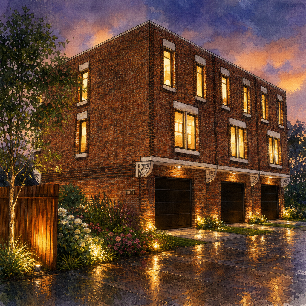Provide a scratchy style watercolor character to this brick building design imag (1).png