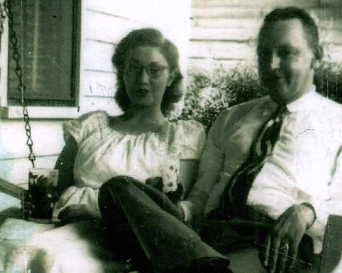 Mildred McCosh Rumbley in a porch photograph