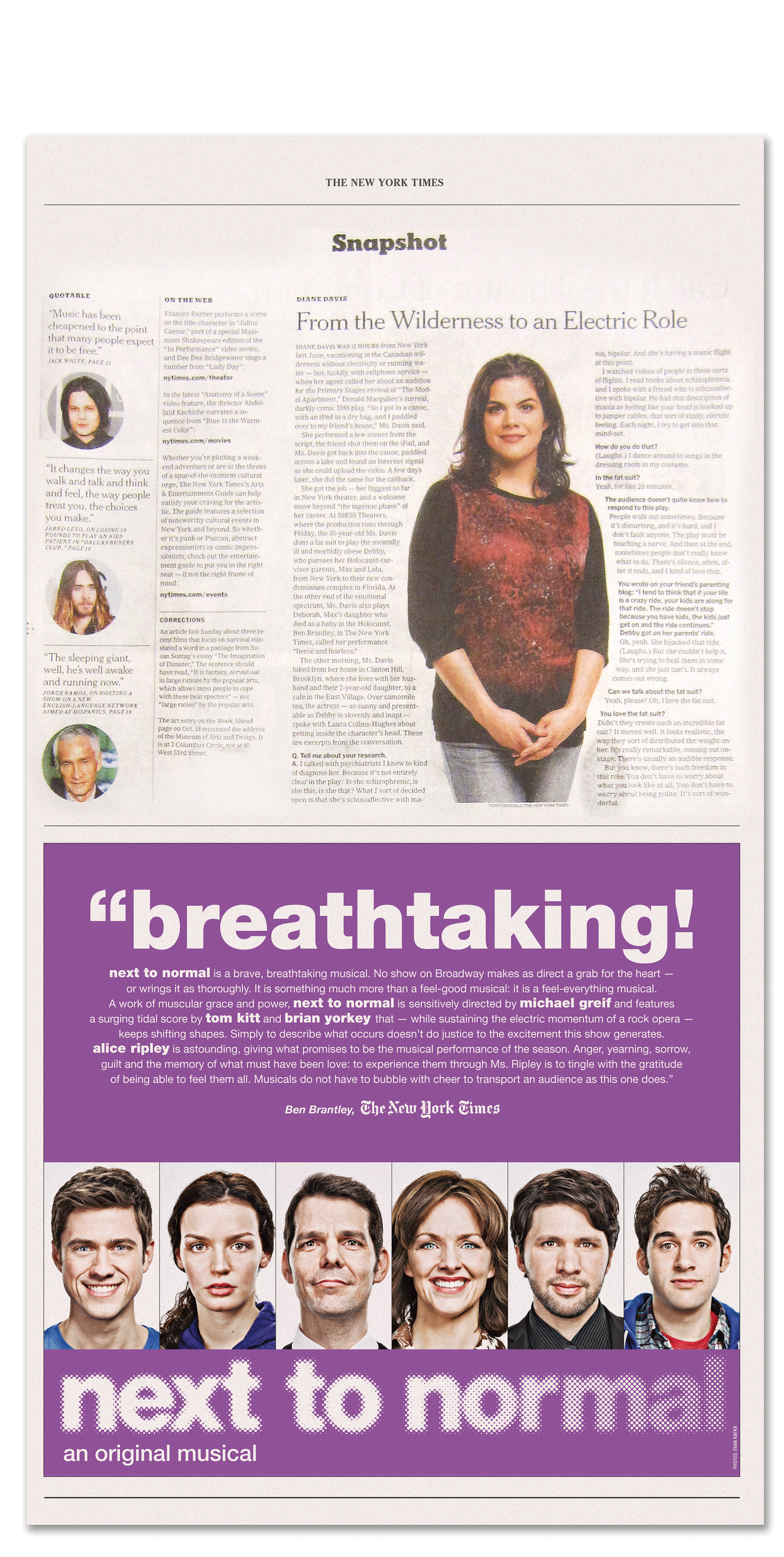Post-opening quote ad in The New York Times