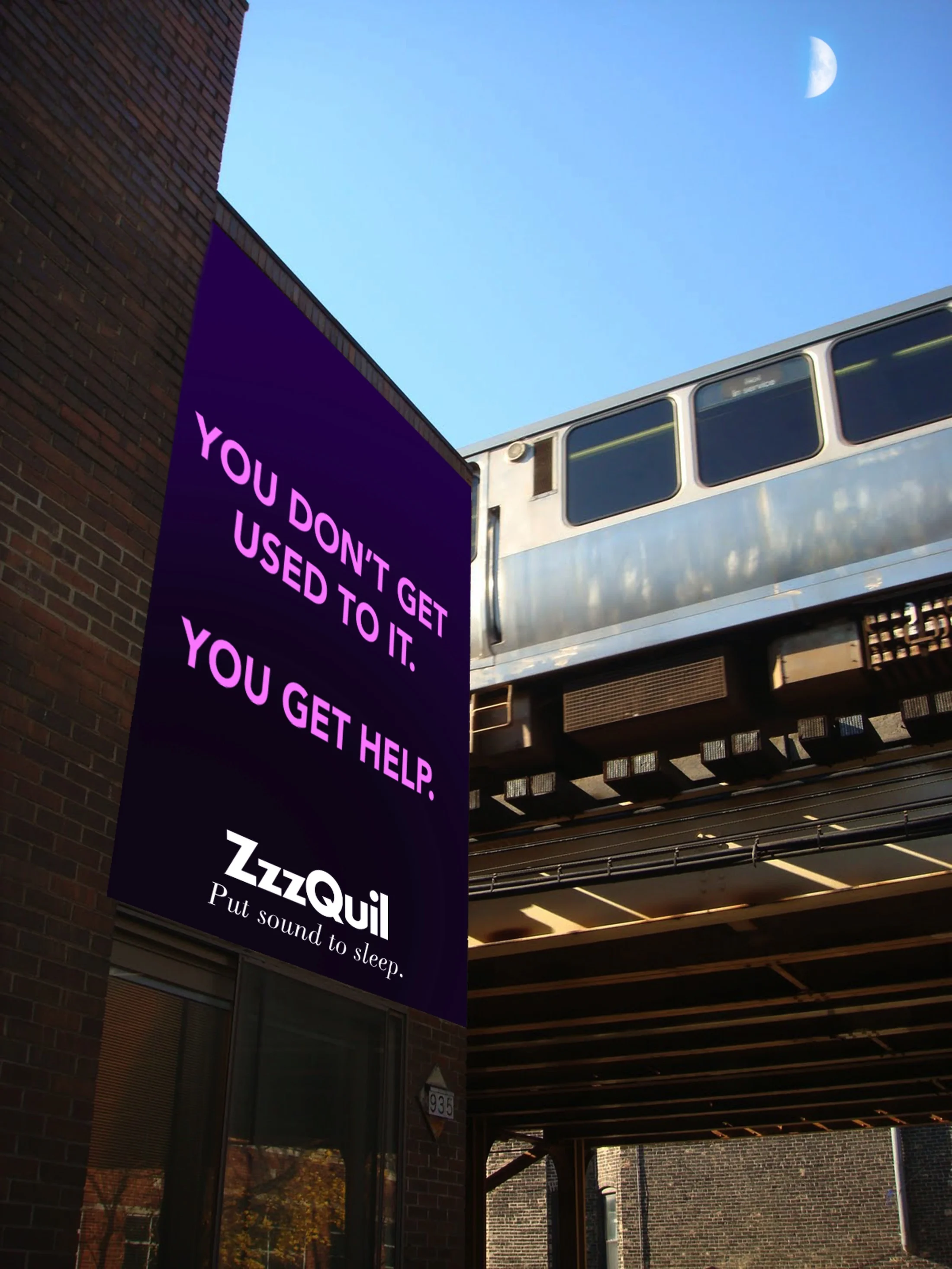 OUT OF HOME: placed on residential buildings near elevated train platform.