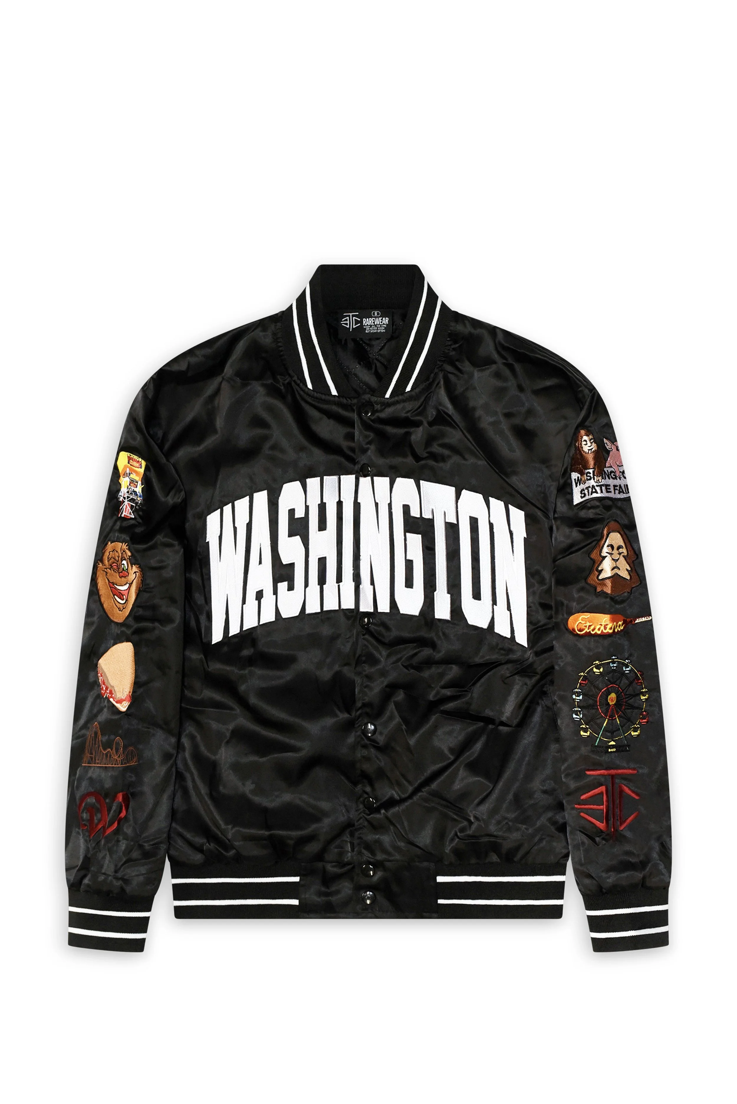 ETC X WSF SATIN BASEBALL JACKET (BLACK)