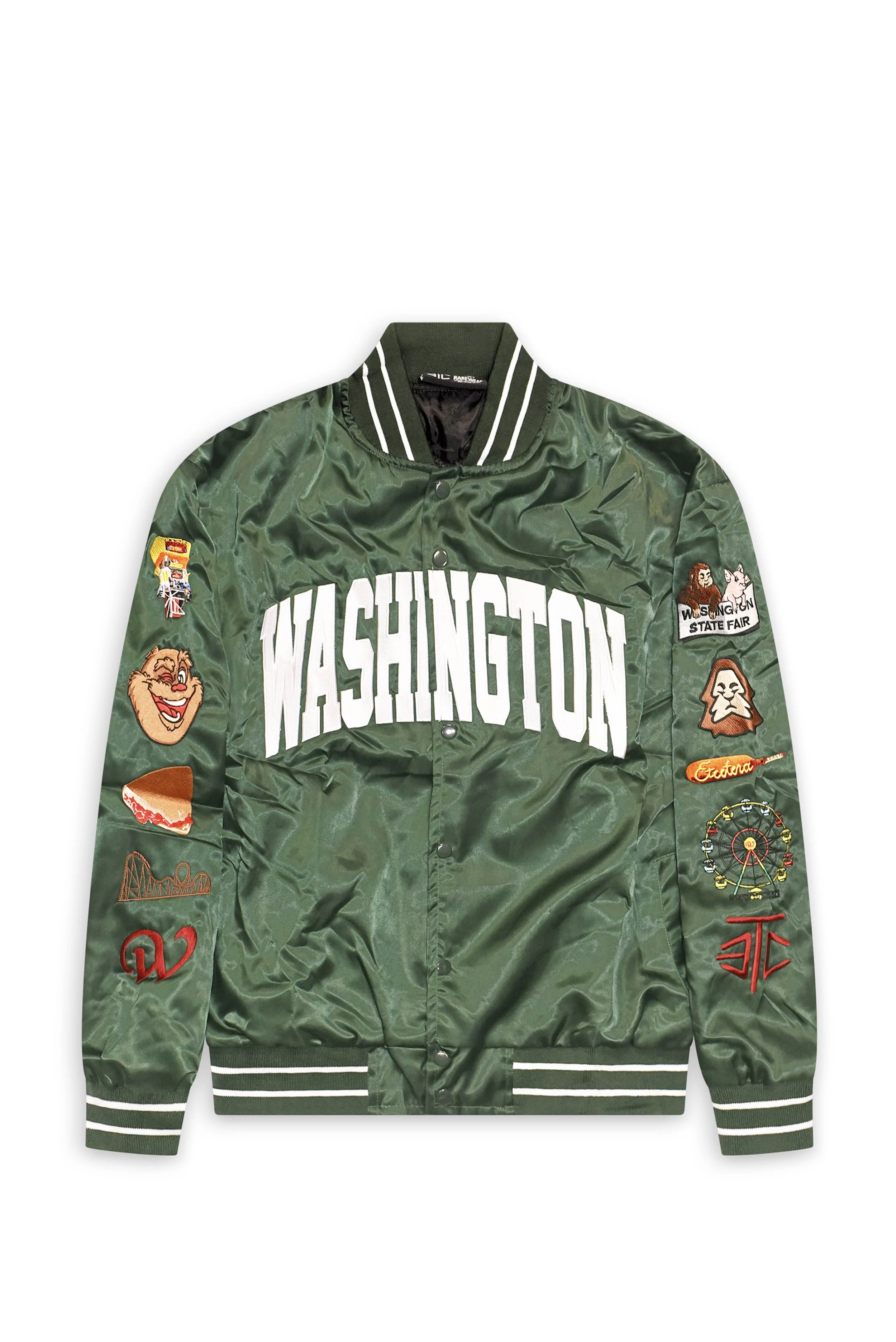 ETC X WSF SATIN BASEBALL JACKET (GREEN)