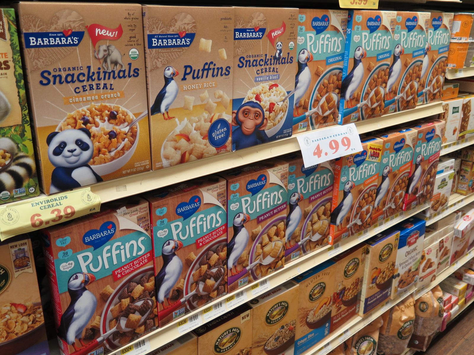 Barbara's Snackimals and Puffins Cereal
