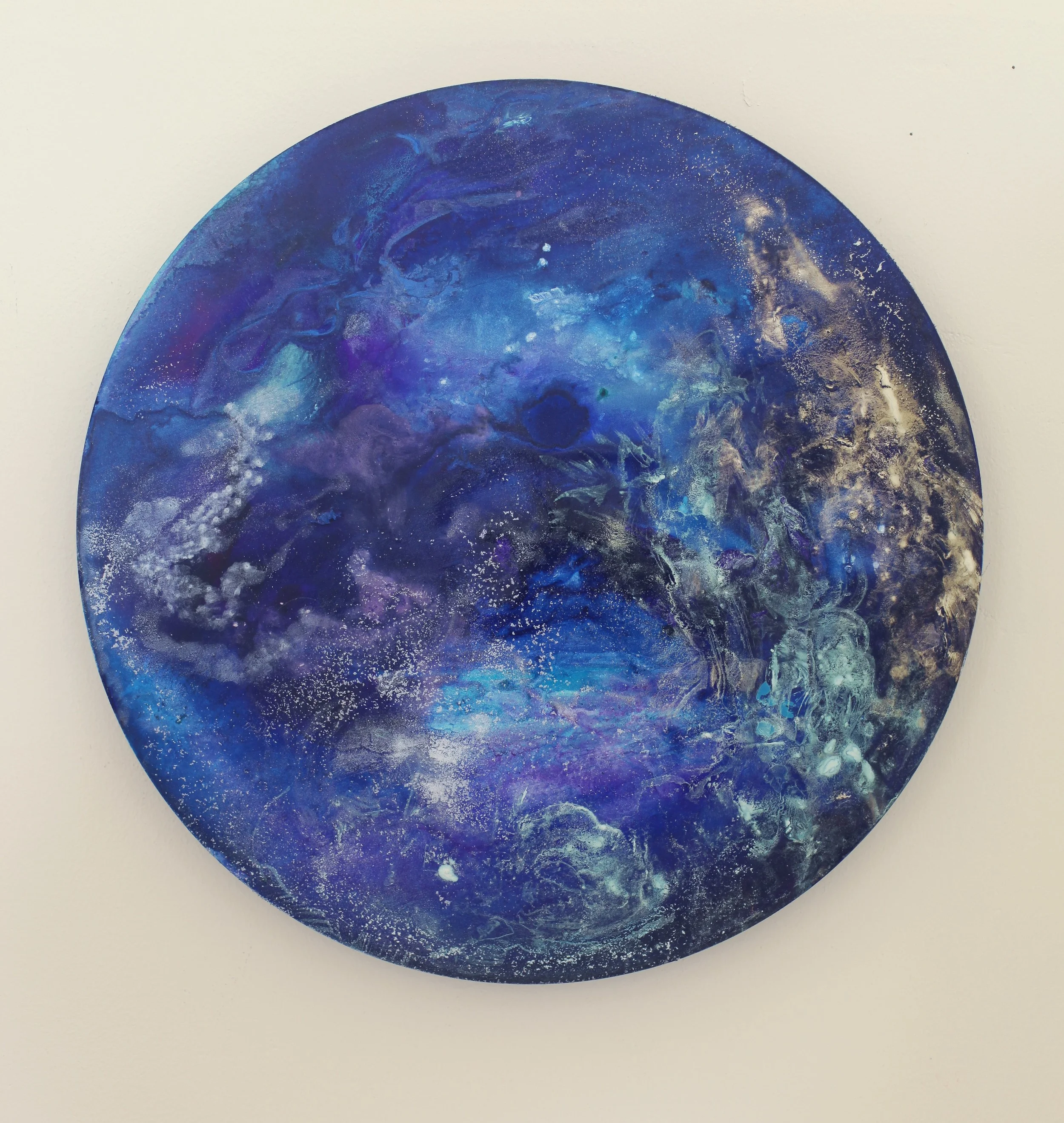 M6 2014 Acrylic and metal powder on board 41cm diameter