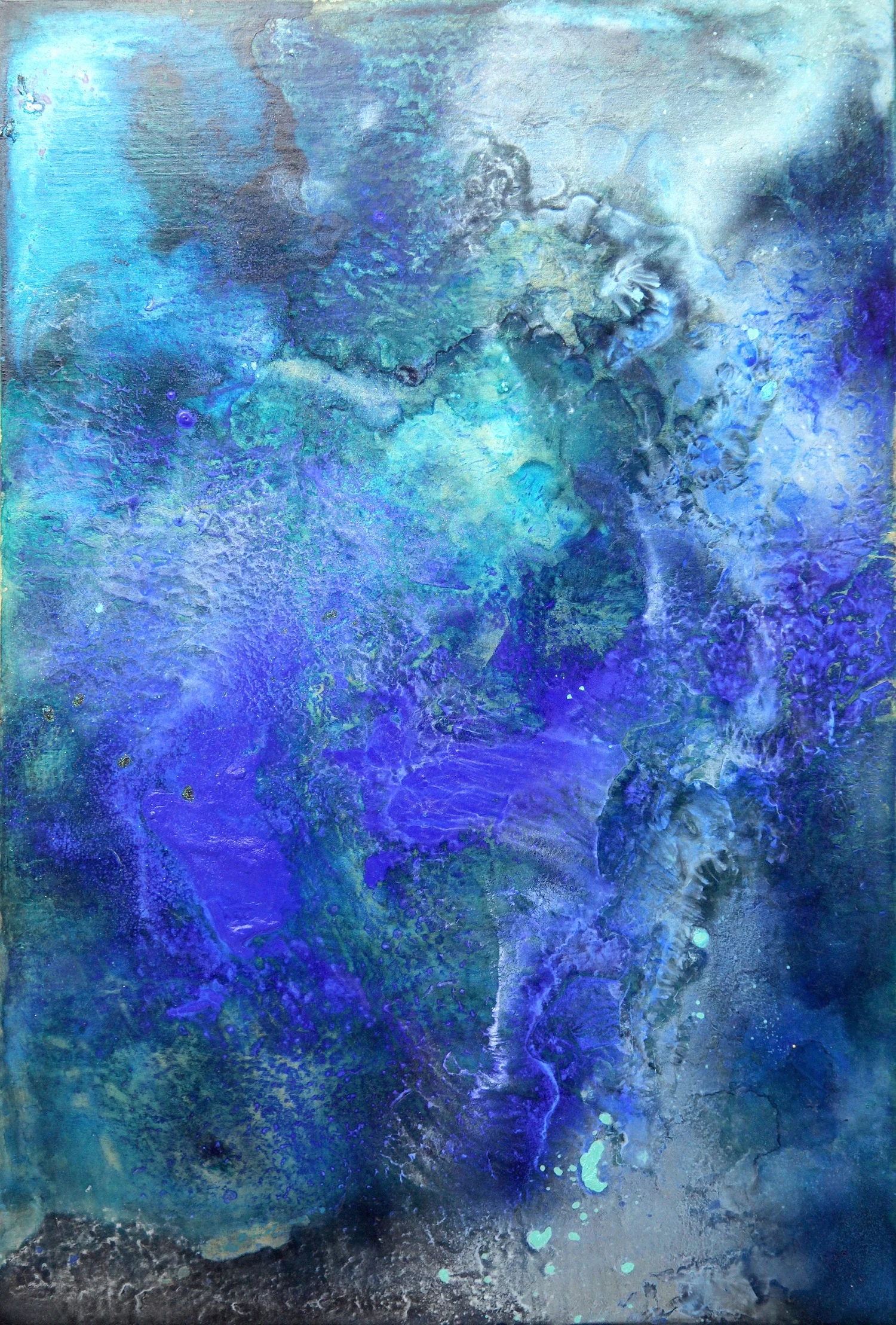 M19 ( Blue Wave ) 2015 Acrylic and metal powder on board H60.6cm x W41cm