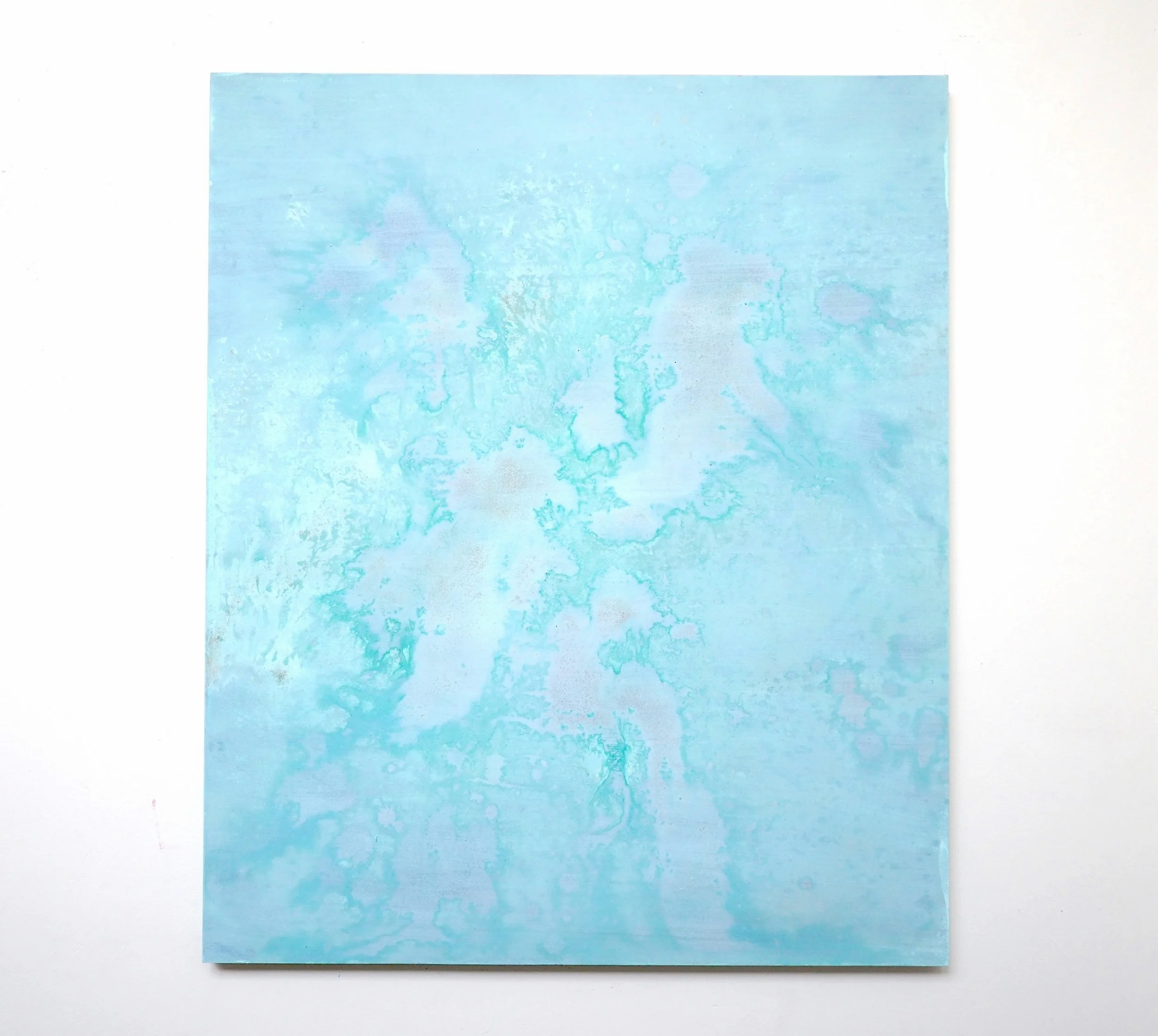 " The transience of Patina Paintings " 2016 Bronze powder, ground clamshell and Ammonium chloride on board H72.7cm x W60.6cm