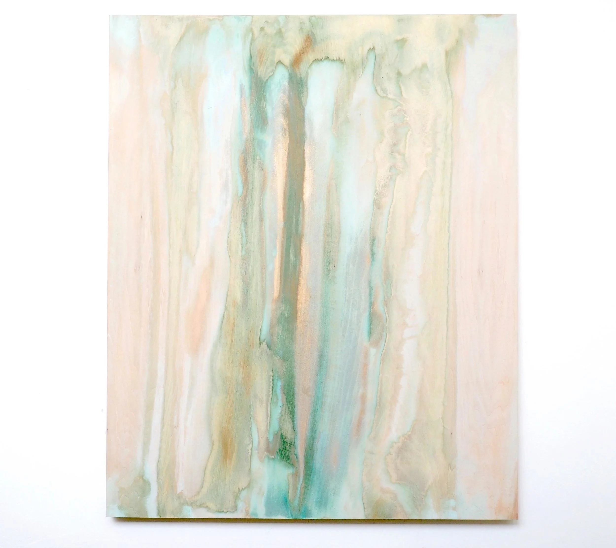 " The transience of Patina Paintings " 2017 Bronze powder, Soy sauce and Ammonium chloride on board H80.3cm x W65.2cm
