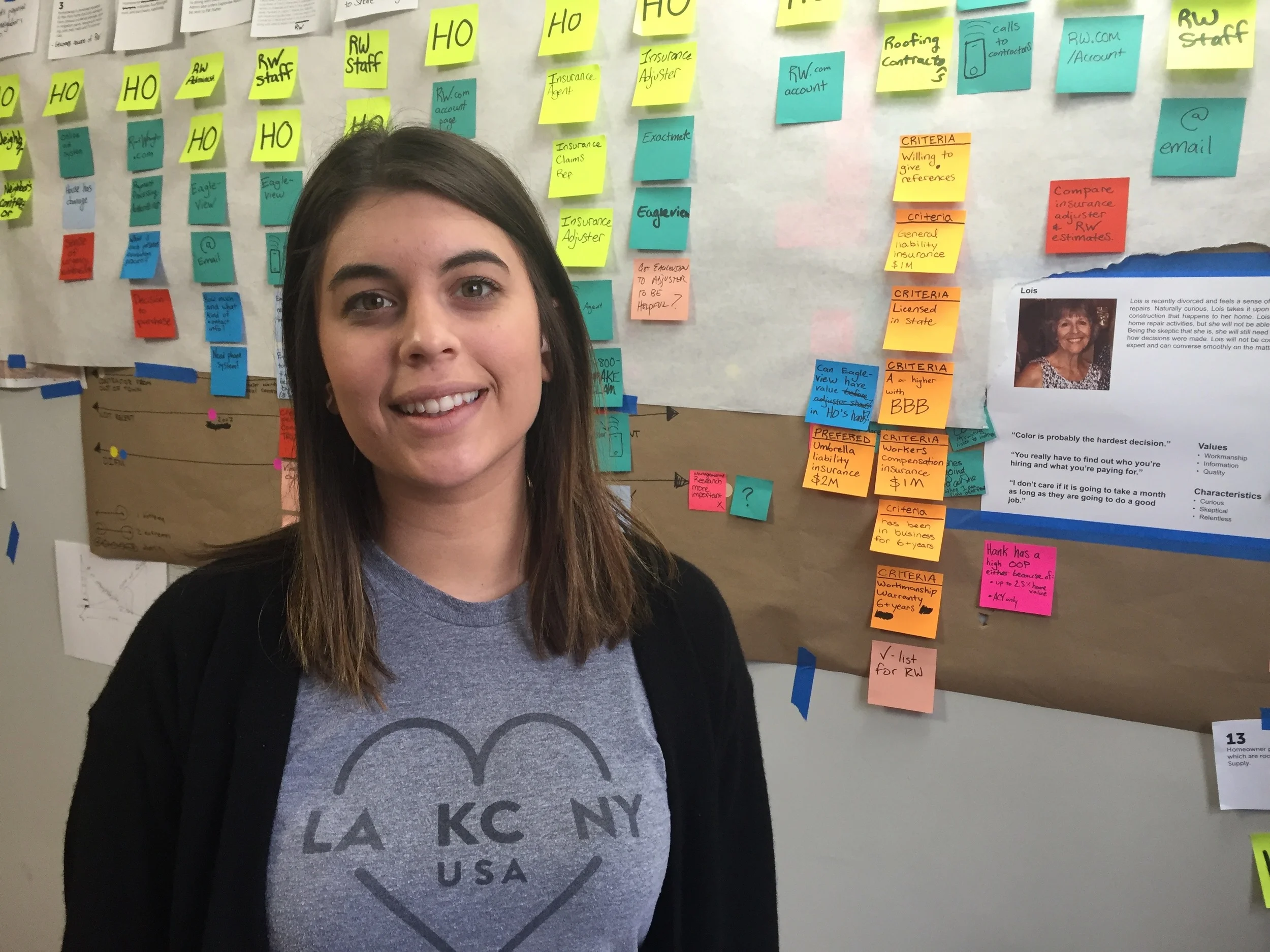 Jess helped rock the service blueprint draft you see behind her.