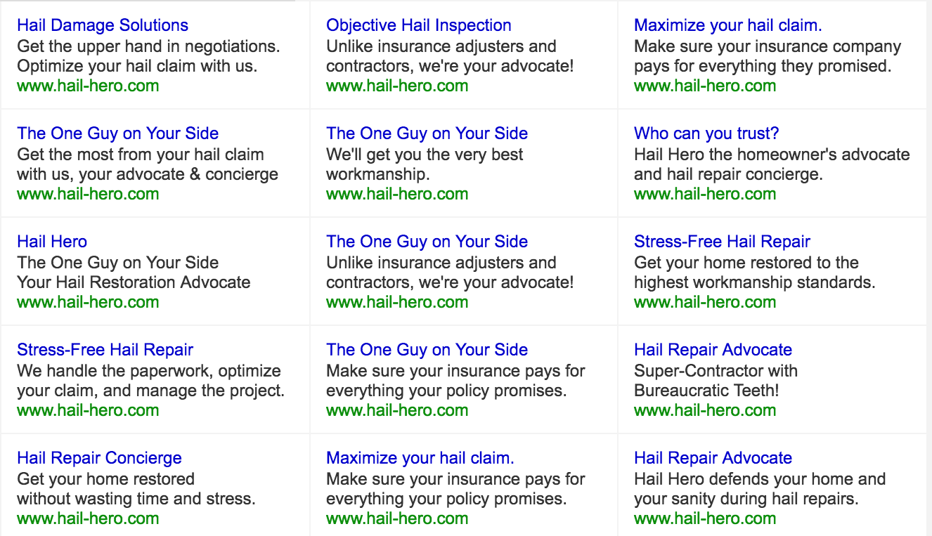 We tested several ad copy variants.
