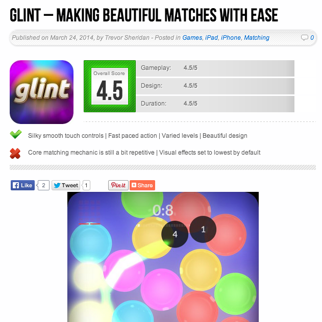 "There truly is a glint to every match you make, and there’s simply such a high degree of detail that shines on retina displays. Every time you open the game, you can just be prepared to have a smile on your face with the way the game tantalizes your visual, and touch senses."