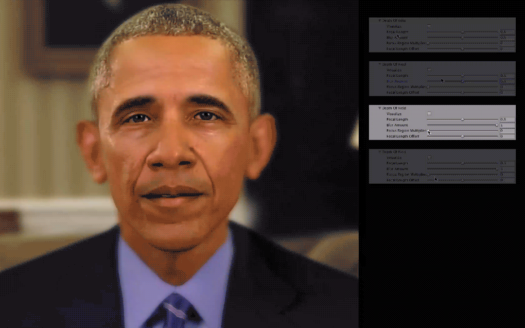 Focus Region Multiplier - Increases or decreases focus around the areas being affected by depth of field blurring.