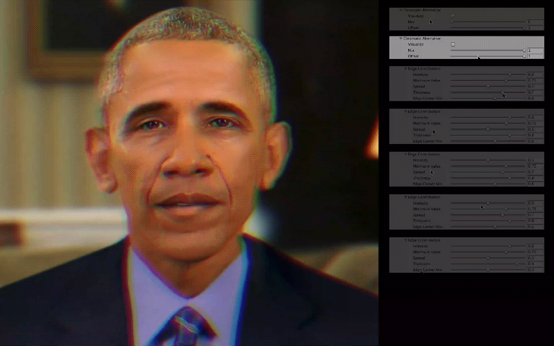 Offset - Increases or decreases the overall distance between the chromatic fringing that is occurring.