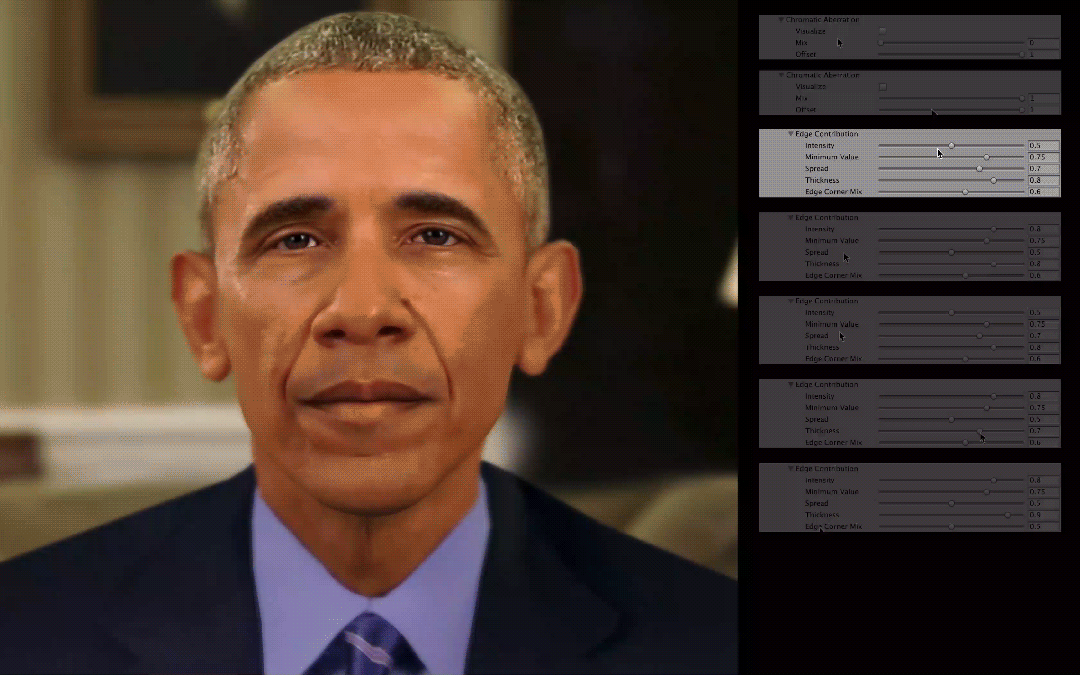 Inensity - Increases or decreases the overall visual severity of all the adjusted settings combined within Edge Contribution.