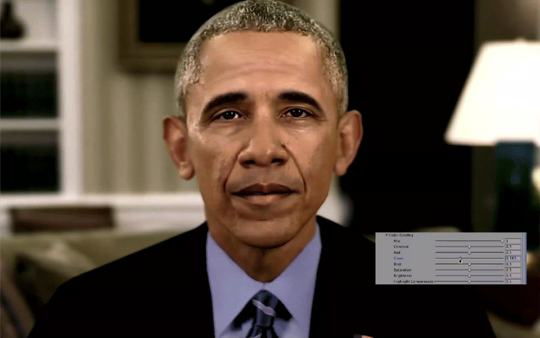 Green - Increases or decreases the amount of green within the scene.