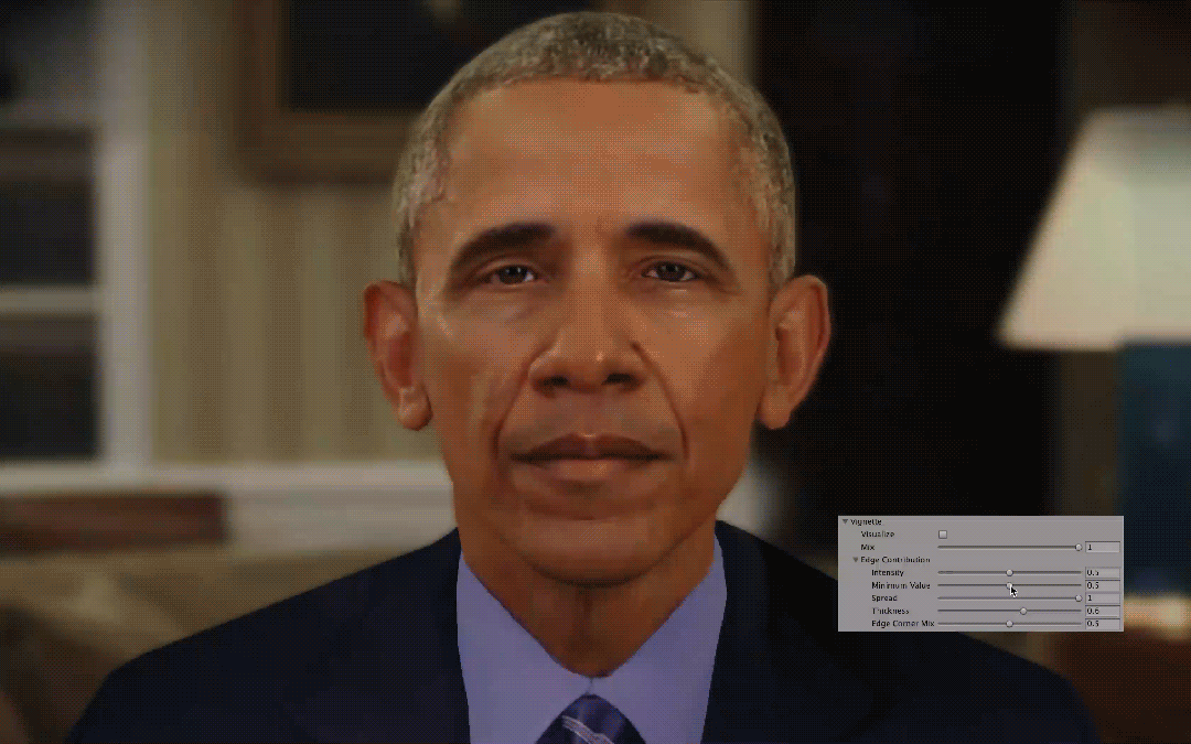 Minimum Value - Increases or decreases the amount of vignetting towards the center of the scene.