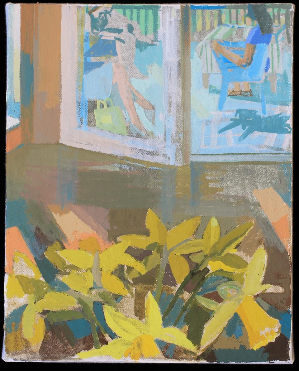   Susan Lichtman ,&nbsp; "Study for First Nice Day"&nbsp;Acrylic gouache on canvas mounted on board,&nbsp;It's 8"x10" (retail value $1000)&nbsp;  