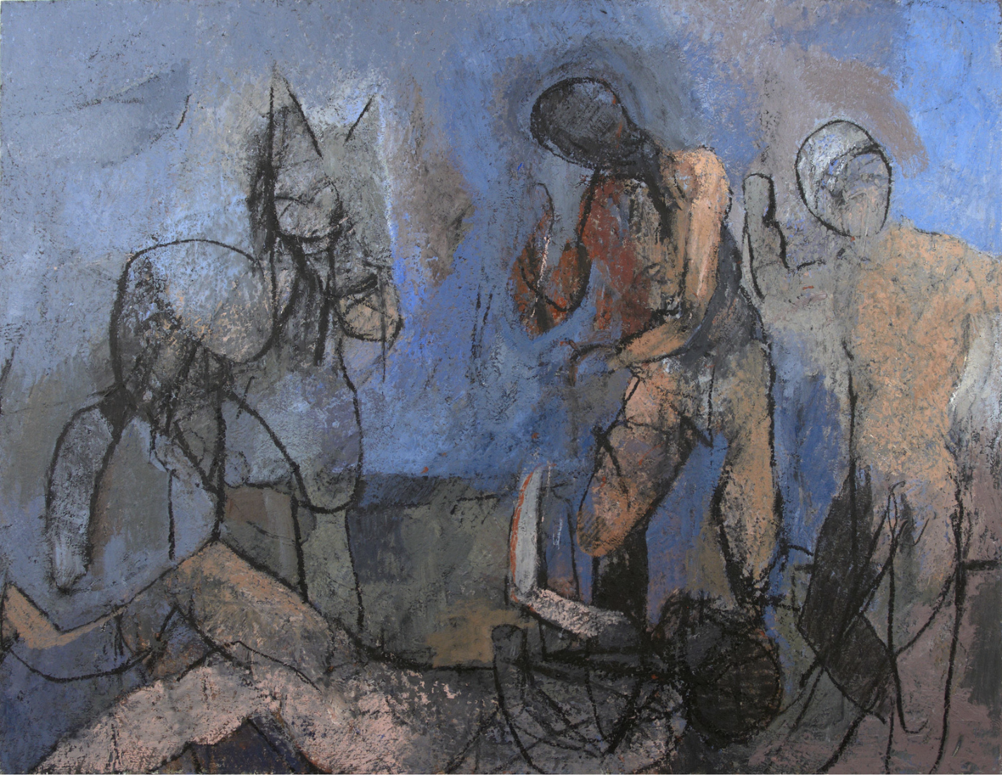 Thaddeus Radell, “The Fallen Horseman” 48 x 62"