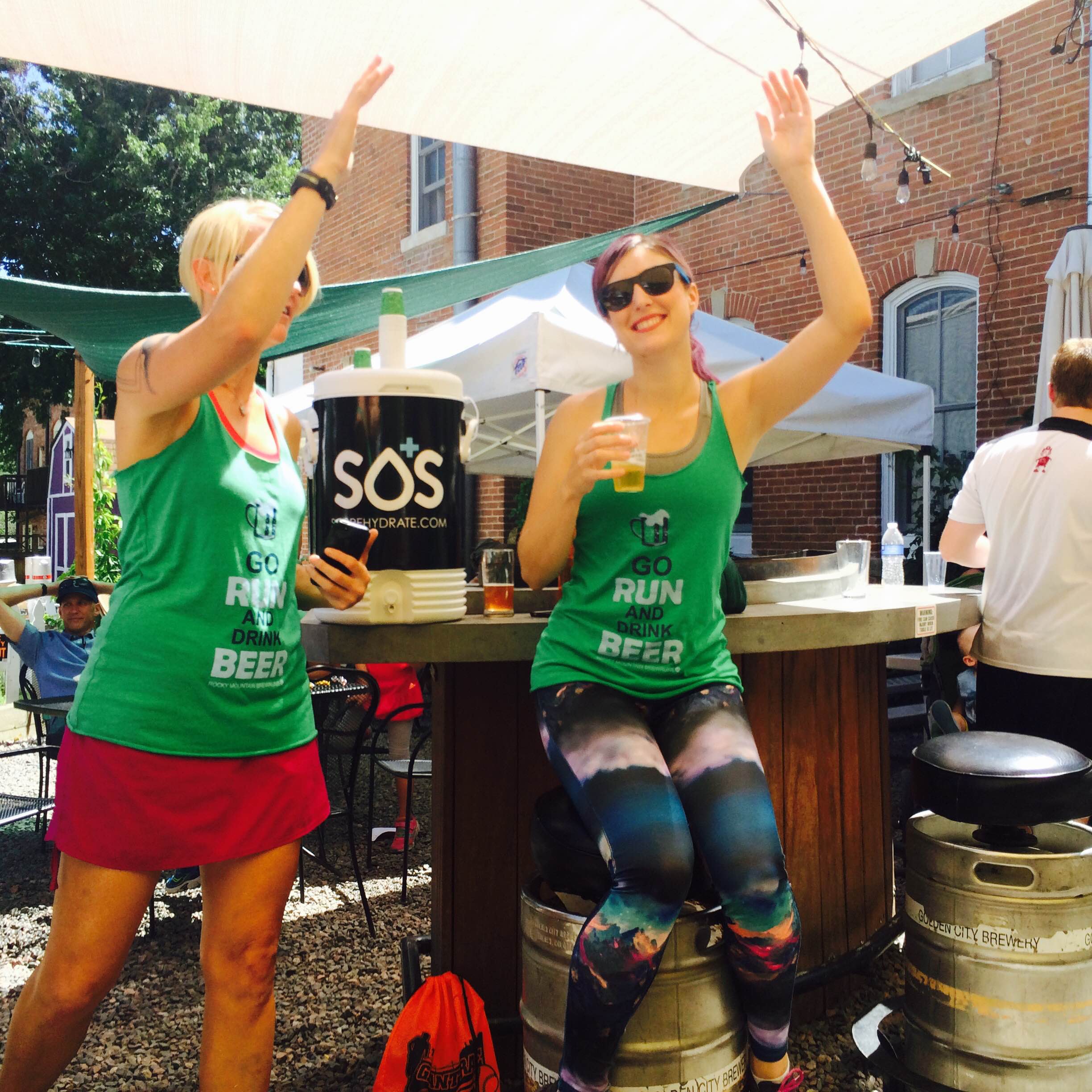 Justine Hilton, right, enjoying a Golden City Brew. Our partner with Bay Area Brew Runs. 