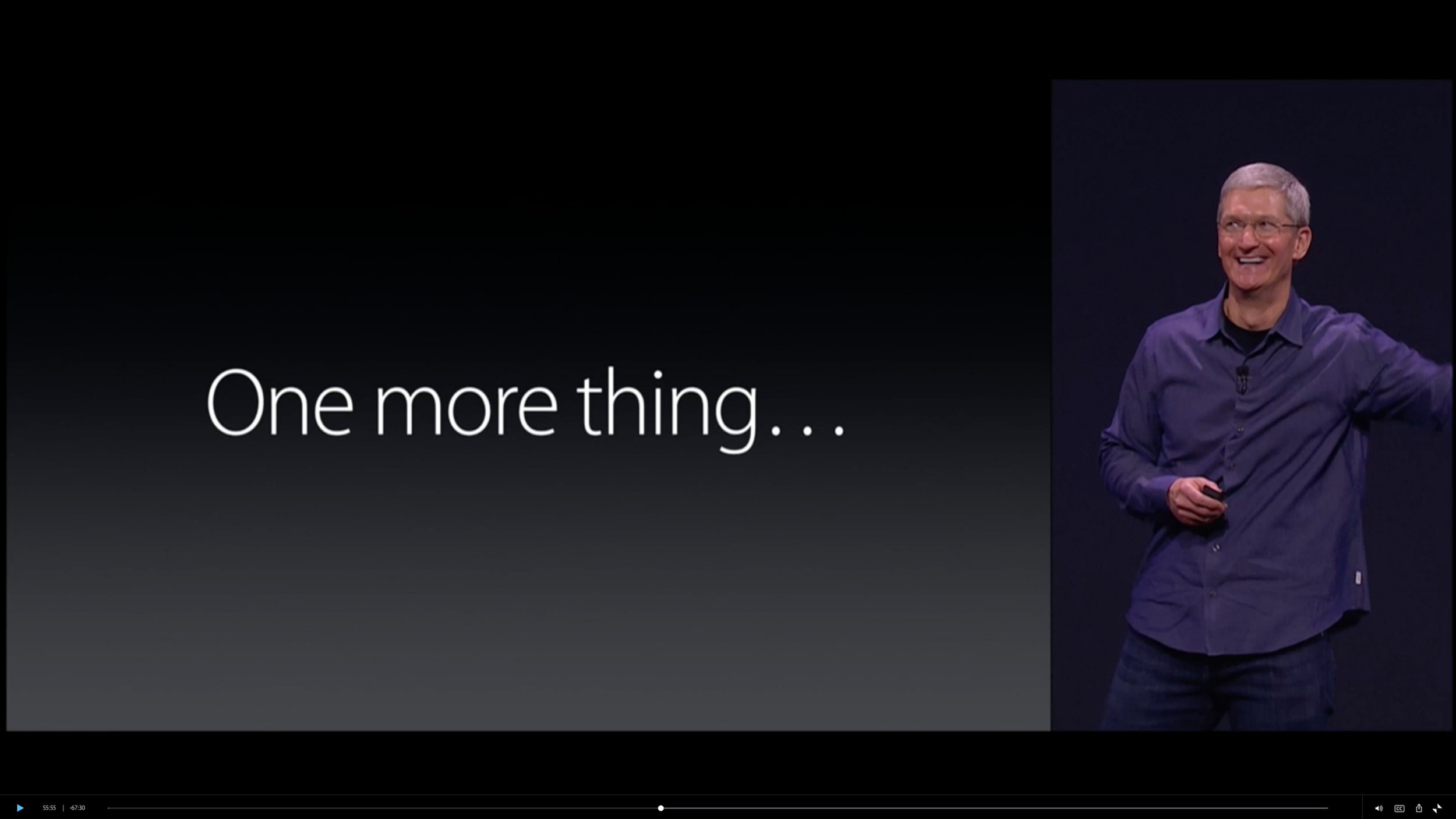 If you've never seen Tim Cook this happy before, it's because he never has been.