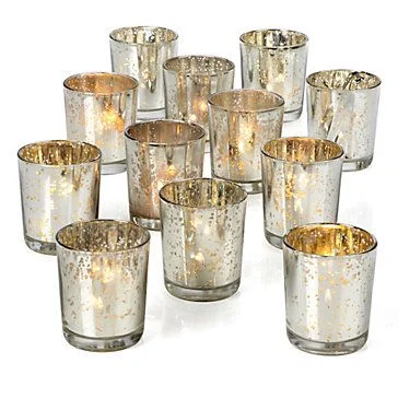 silver mercury glass votives - 130