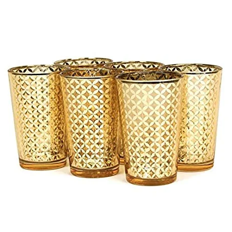 gold hex votives - 32 tall, 40 short