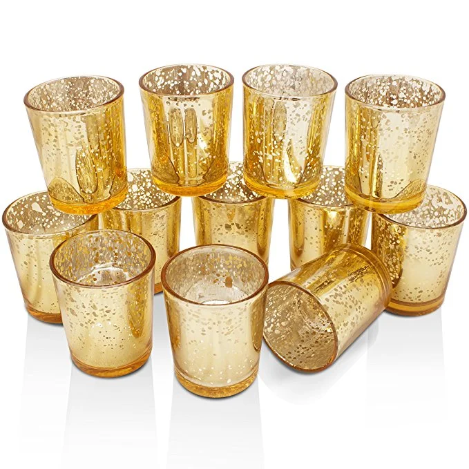 soft gold mercury glass votives - 200