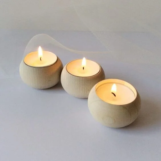 tiny wood bowl tea light holders - 75