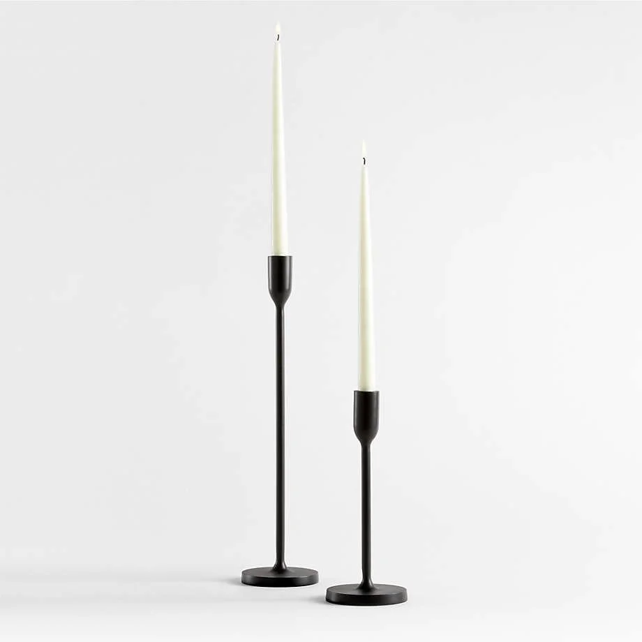 black taper candle holders - 53 tall, 51 short