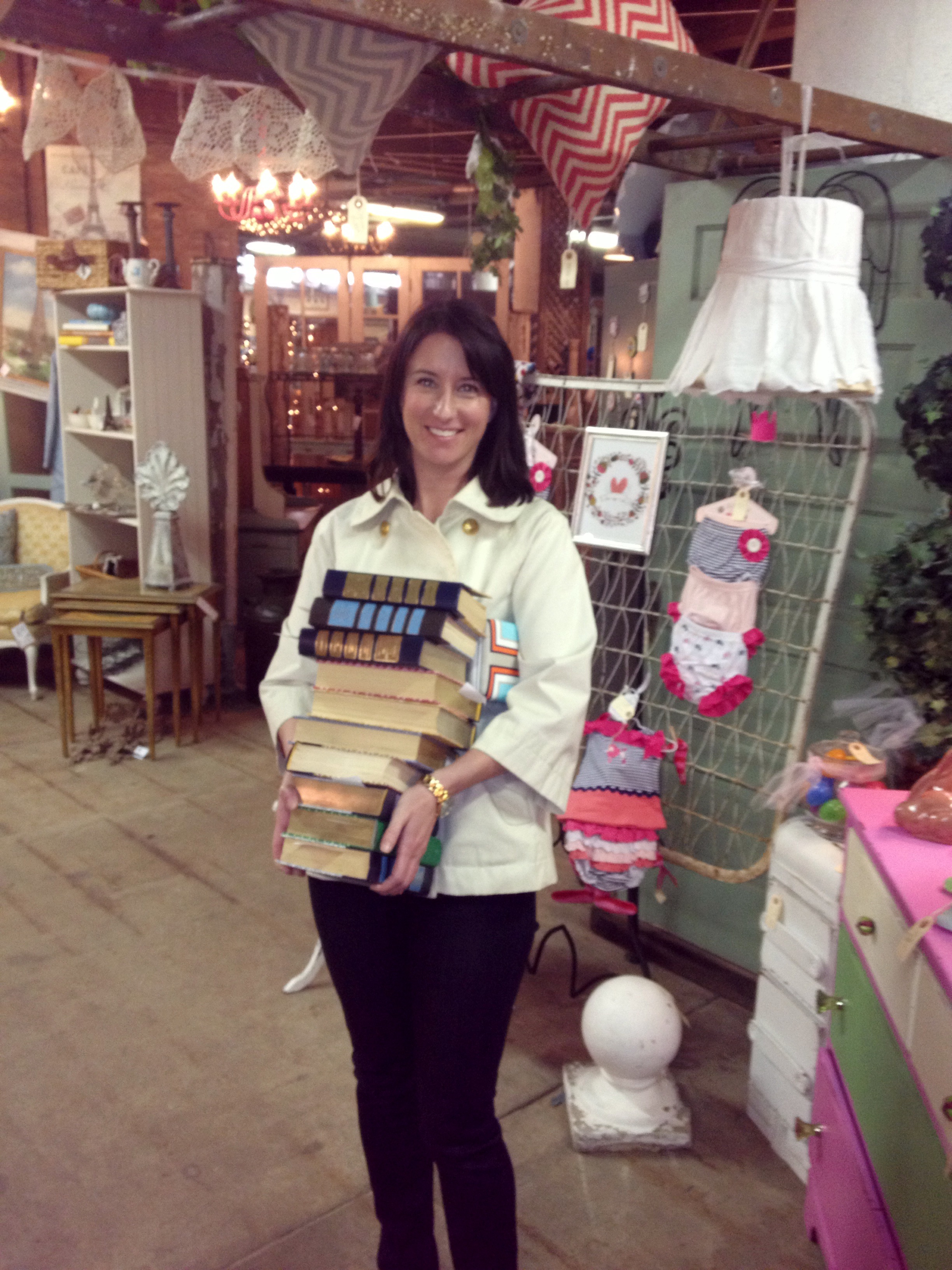 Me with beautiful books that I couldn't get enough of! And as I'm looking at the picture it appears I forgot my lipstick :)