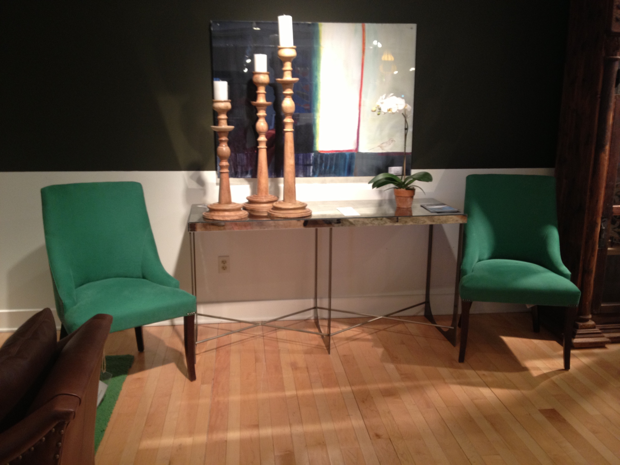 New dining room chairs showcase my favorite kelly green color. Although it can be done in any fabric.