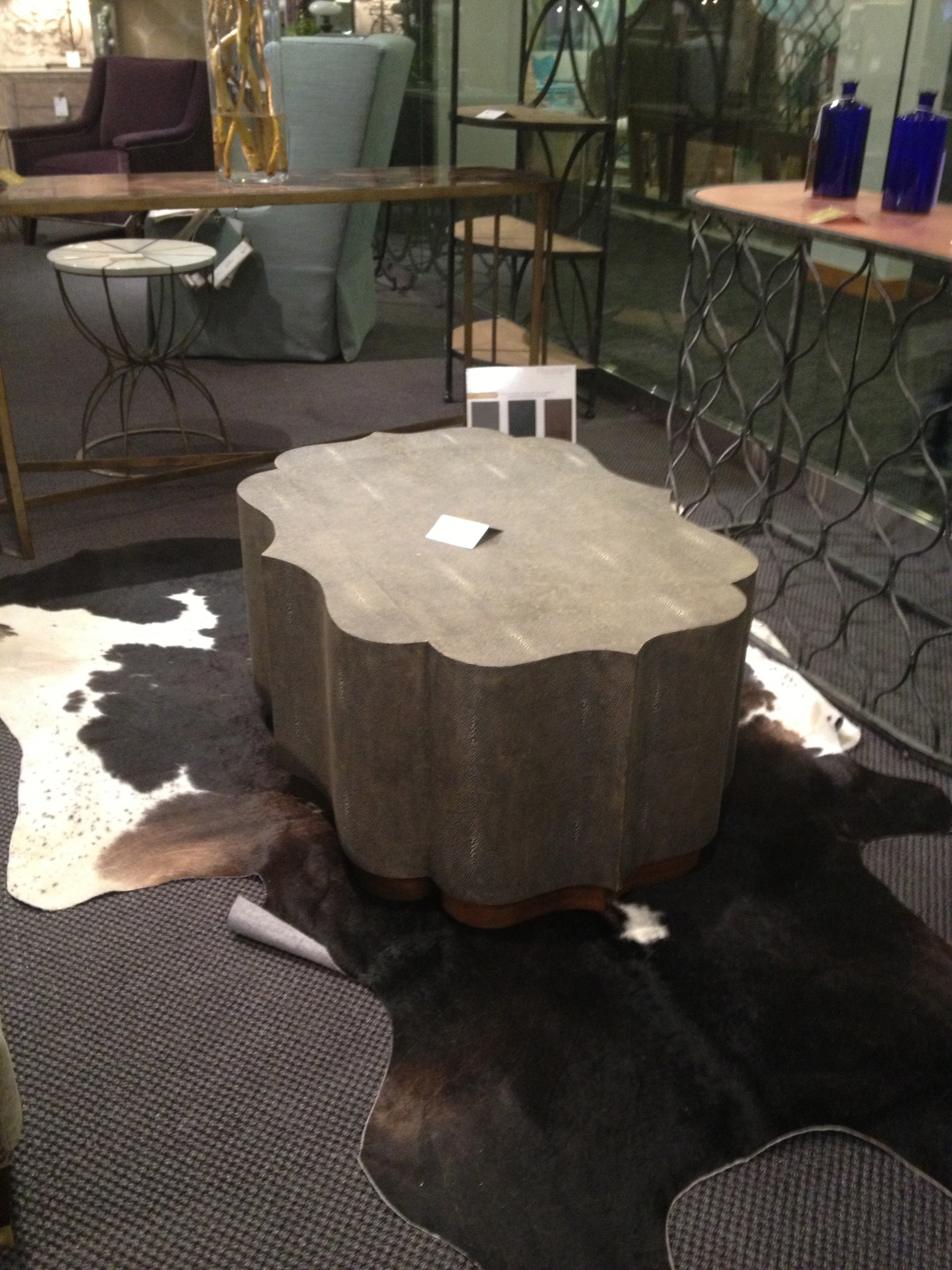 With a brass base and shagreen top this piece is only made better by it's unique shape.