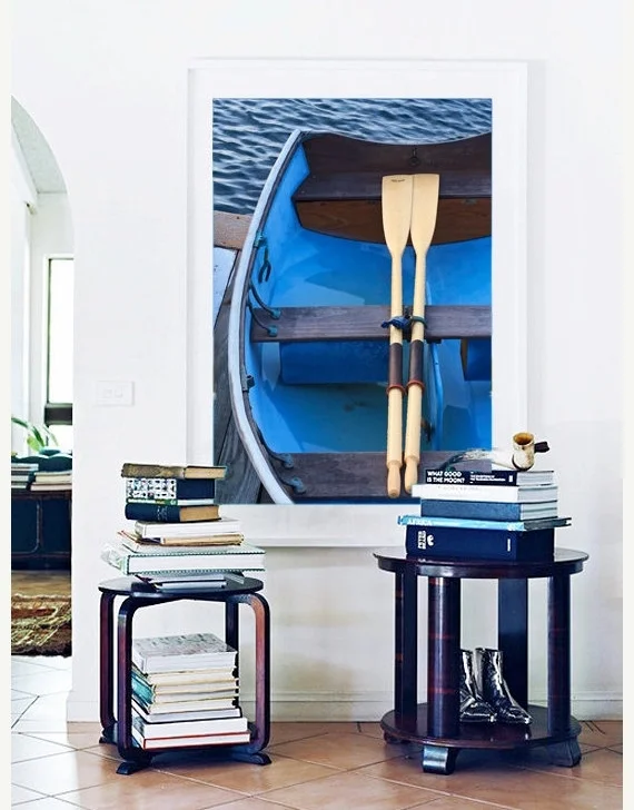 How fun is this artwork? It can be purchased off of etsy. Perfect for a lake house or any home! https://www.etsy.com/listing/194513901/blue-wall-art-boat-photography-rowboat?ref=sr_gallery_28&ga_search_query=oar&ga_page=5&ga_search_type=all&ga_view_type=gallery