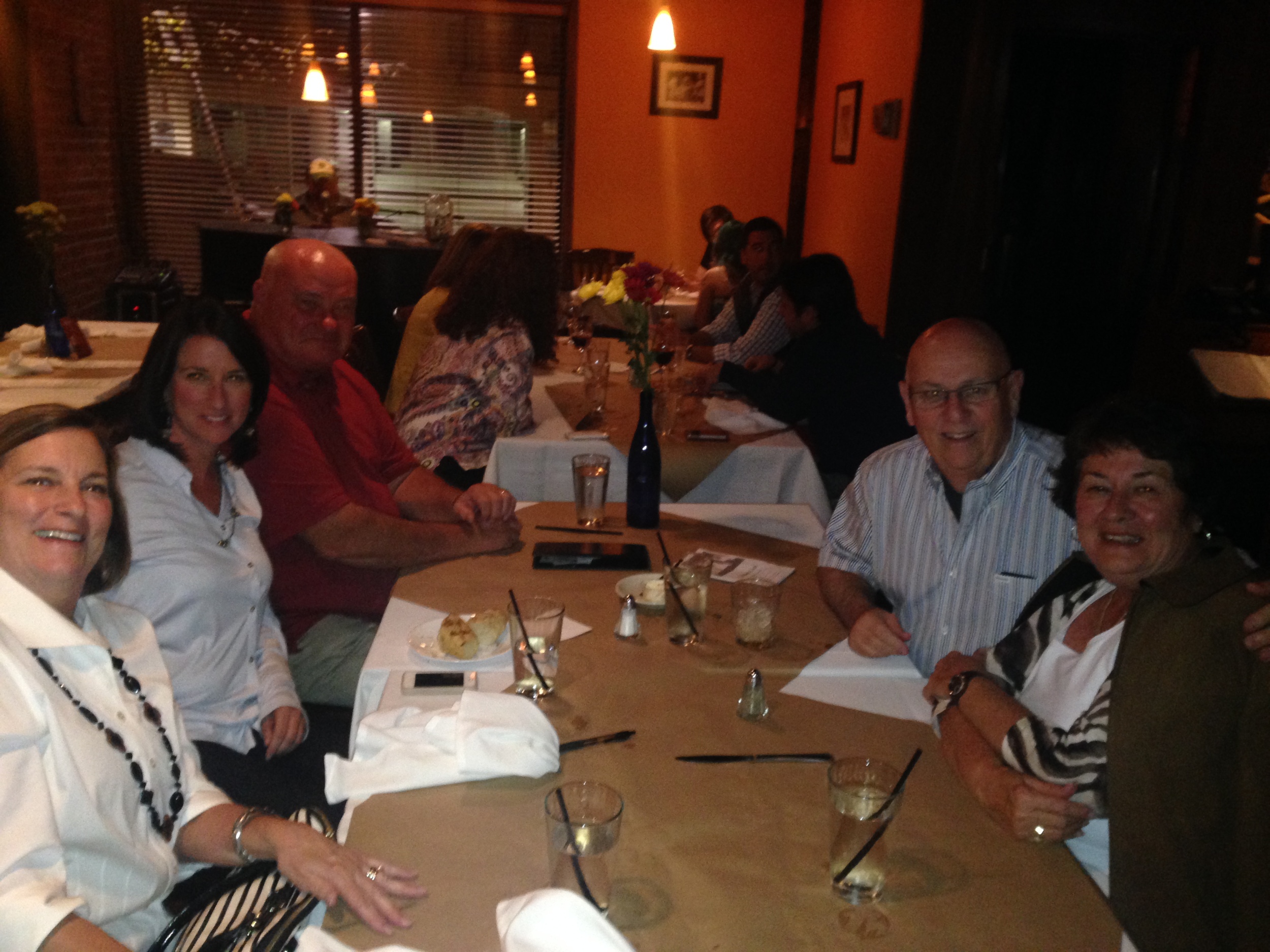 Life long friends, the Canfields and my parents at dinner with me, made for a great Saturday night.